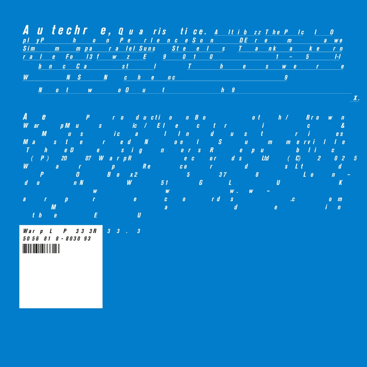 Autechre - Quaristice (2 x Vinyl LP) (Warp)