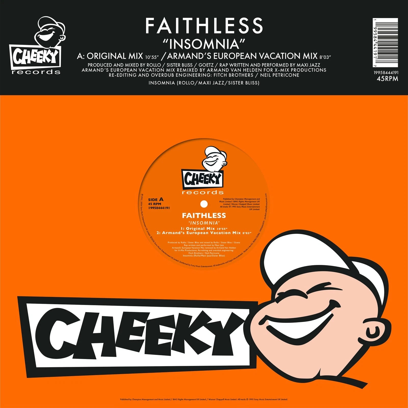Faithless - Insomnia (Ltd. Edition 30th Anniversary Orange Vinyl EP) (Sony Music)
